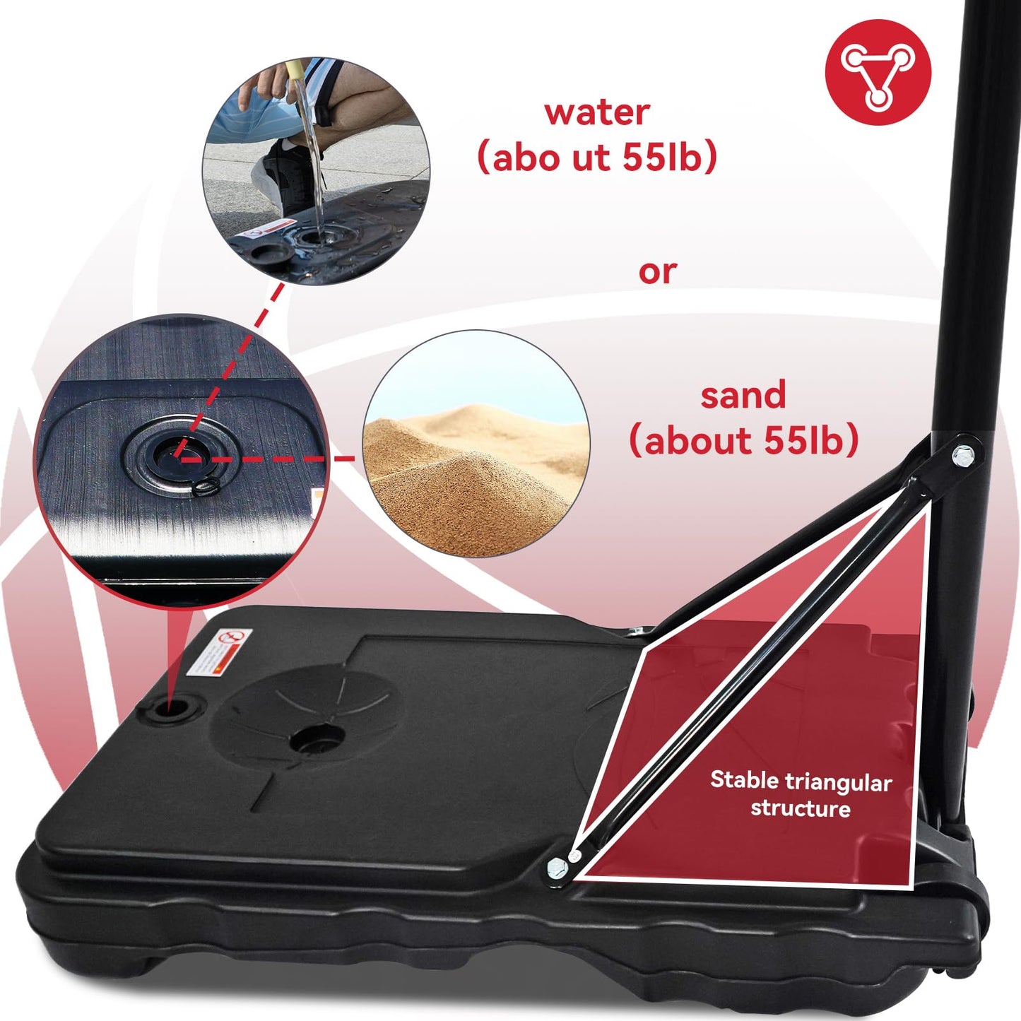 WIN.MAX Basketball Stand Kids Portable Basketball Hoop Outdoor 3.1-7.5ft Adjustable