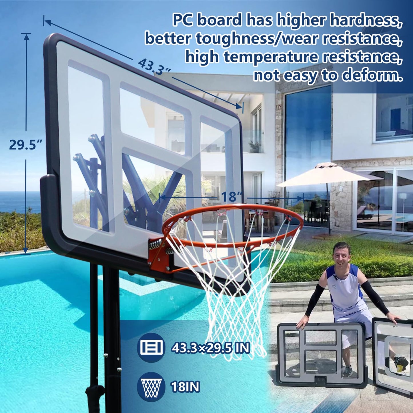 WIN.MAX Basketball Stand 4.76ft-10ft Adjustable Basketball Hoop